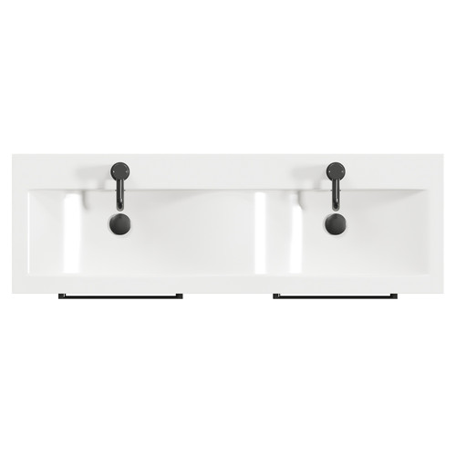 Napoli Matt Black 1200mm Floor Standing Vanity Unit with Ceramic Double Basin and 4 Drawers with Gunmetal Grey Handles View from Top