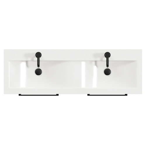 Napoli Matt Black 1200mm Floor Standing Vanity Unit with Ceramic Double Basin and 4 Drawers with Matt Black Handles View from Top