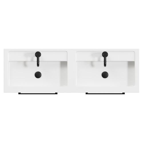 Napoli Matt Black 1200mm Floor Standing Vanity Unit with Polymarble Double Basin and 4 Drawers with Matt Black Handles View from Top