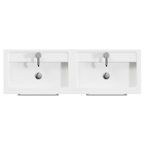 Napoli Matt Black 1200mm Wall Mounted Vanity Unit with Polymarble Double Basin and 4 Drawers with Chrome Handles View from Top