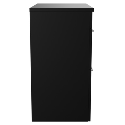 Napoli Matt Black 800mm Floor Standing Vanity Unit for Countertop Basins with 2 Drawers and Chrome Handles View from Side