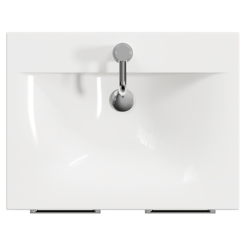 Napoli Matt Black 600mm Floor Standing Vanity Unit with 1 Tap Hole Basin and 2 Doors with Chrome Handles View from Top