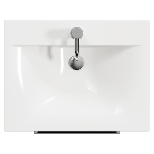Napoli Matt Black 600mm Floor Standing Vanity Unit with 1 Tap Hole Basin and 2 Drawers with Chrome Handles View from Top