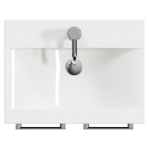 Napoli Matt Black 500mm Floor Standing Vanity Unit with 1 Tap Hole Basin and 2 Doors with Chrome Handles View from Top