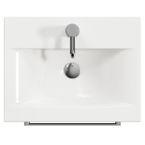 Napoli Matt Black 500mm Wall Mounted Vanity Unit with 1 Tap Hole Basin and Single Drawer with Chrome Handle View from Top