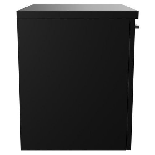 Napoli Matt Black 500mm Wall Mounted Vanity Unit for Countertop Basins with Single Drawer and Chrome Handle View from Side