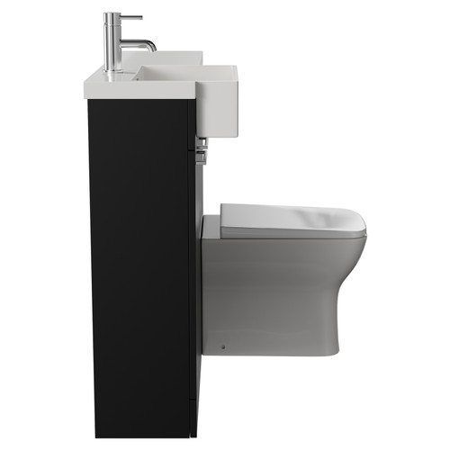 Napoli Combination Matt Black 1000mm Vanity Unit Toilet Suite with Left Hand Square Semi Recessed 1 Tap Hole Basin and 2 Doors with Chrome Handles View from Side