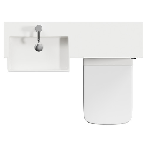 Napoli Combination Matt Black 1000mm Vanity Unit Toilet Suite with Left Hand Square Semi Recessed 1 Tap Hole Basin and 2 Doors with Chrome Handles View from Top