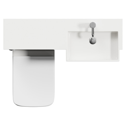 Napoli Combination Matt Black 1000mm Vanity Unit Toilet Suite with Right Hand Square Semi Recessed 1 Tap Hole Basin and 2 Doors with Chrome Handles View from Top