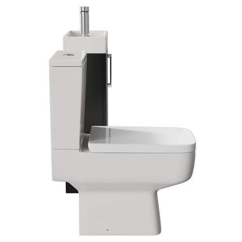Napoli Compact Matt Black 400mm Cloakroom Vanity Unit and Toilet Suite including Paulo Toilet and Floor Standing Vanity Unit with Single Door and Chrome Handle View from Side