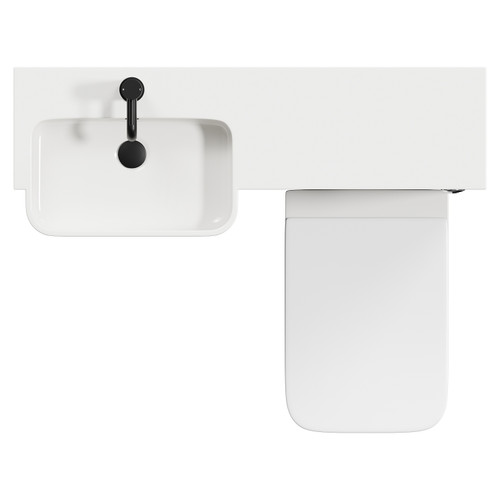 Napoli Combination Matt Black 1000mm Vanity Unit Toilet Suite with Left Hand Round Semi Recessed 1 Tap Hole Basin and 2 Doors with Matt Black Handles View from Top