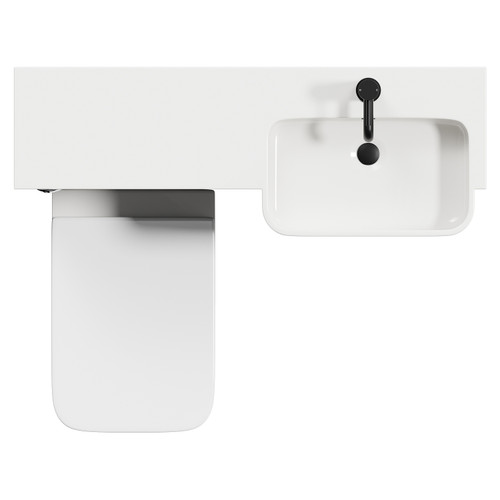 Napoli Combination Matt Black 1000mm Vanity Unit Toilet Suite with Right Hand Round Semi Recessed 1 Tap Hole Basin and 2 Doors with Matt Black Handles View from Top