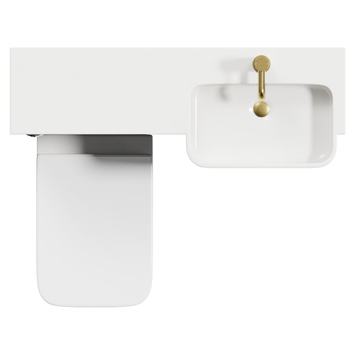 Napoli Combination Matt Black 1000mm Vanity Unit Toilet Suite with Right Hand Round Semi Recessed 1 Tap Hole Basin and 2 Doors with Brushed Brass Handles View from Top