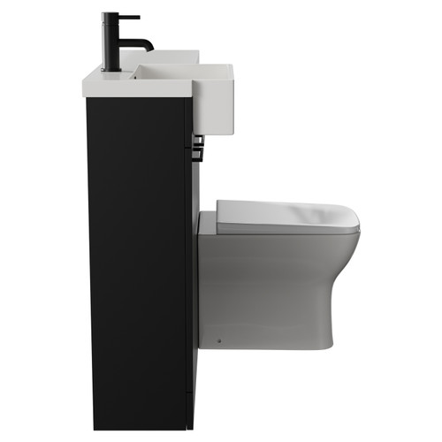Napoli Combination Matt Black 1000mm Vanity Unit Toilet Suite with Left Hand Square Semi Recessed 1 Tap Hole Basin and 2 Doors with Matt Black Handles View from Side