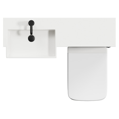 Napoli Combination Matt Black 1000mm Vanity Unit Toilet Suite with Left Hand Square Semi Recessed 1 Tap Hole Basin and 2 Doors with Matt Black Handles View from Top