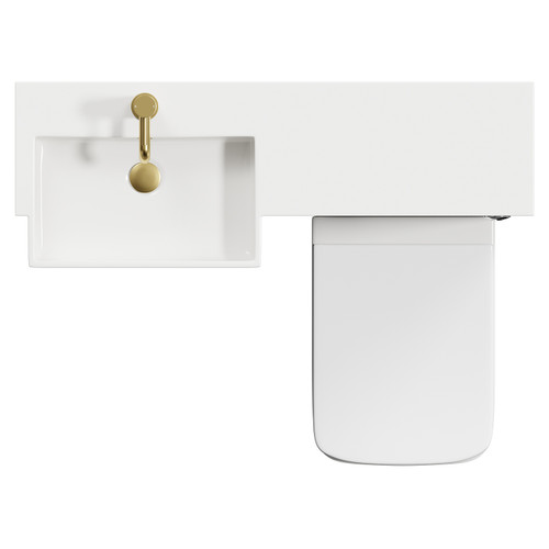 Napoli Combination Matt Black 1000mm Vanity Unit Toilet Suite with Left Hand Square Semi Recessed 1 Tap Hole Basin and 2 Doors with Brushed Brass Handles View from Top