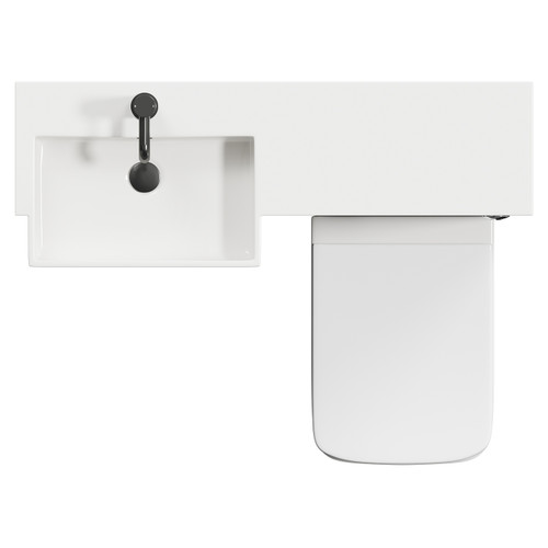 Napoli Combination Matt Black 1000mm Vanity Unit Toilet Suite with Left Hand Square Semi Recessed 1 Tap Hole Basin and 2 Doors with Gunmetal Grey Handles View from Top