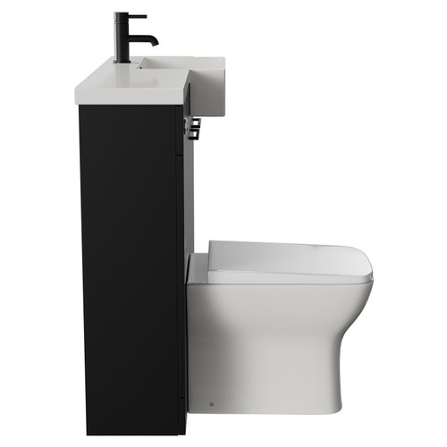 Napoli Combination Matt Black 1000mm Vanity Unit Toilet Suite with Right Hand Square Semi Recessed 1 Tap Hole Basin and 2 Doors with Matt Black Handles View from Side