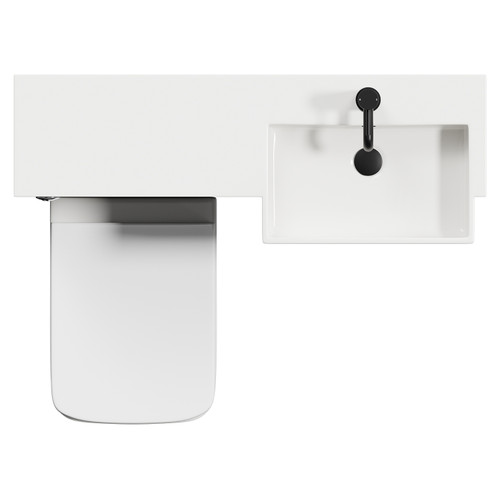 Napoli Combination Matt Black 1000mm Vanity Unit Toilet Suite with Right Hand Square Semi Recessed 1 Tap Hole Basin and 2 Doors with Matt Black Handles View from Top