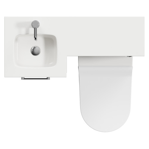 Napoli Combination Matt Black 900mm Vanity Unit Toilet Suite with Left Hand L Shaped 1 Tap Hole Round Basin and Single Door with Chrome Handle View from Top