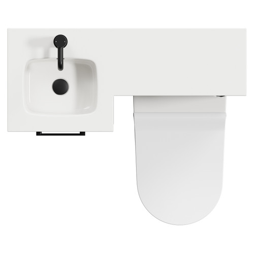 Napoli Combination Matt Black 900mm Vanity Unit Toilet Suite with Left Hand L Shaped 1 Tap Hole Round Basin and Single Door with Matt Black Handle View from Top