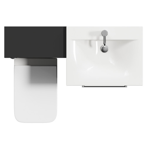 Napoli Matt Black 1100mm Vanity Unit Toilet Suite with 1 Tap Hole Basin and 2 Drawers with Chrome Handles View from Top