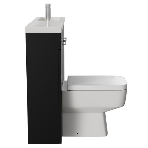 Napoli Combination Matt Black 1000mm Vanity Unit Toilet Suite with Slimline 1 Tap Hole Basin and 2 Doors with Chrome Handles View from Side