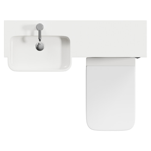 Napoli Combination Matt Black 1000mm Vanity Unit Toilet Suite with Left Hand Round Semi Recessed 1 Tap Hole Basin and 2 Doors with Chrome Handles View from Top