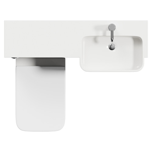 Napoli Combination Matt Black 1000mm Vanity Unit Toilet Suite with Right Hand Round Semi Recessed 1 Tap Hole Basin and 2 Doors with Chrome Handles View from Top