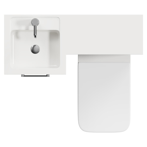 Napoli Combination Matt Black 900mm Vanity Unit Toilet Suite with Left Hand L Shaped 1 Tap Hole Basin and Single Door with Chrome Handle View from Top