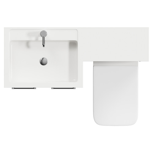 Napoli Combination Matt Black 1100mm Vanity Unit Toilet Suite with Left Hand L Shaped 1 Tap Hole Basin and 2 Doors with Chrome Handles View from Top