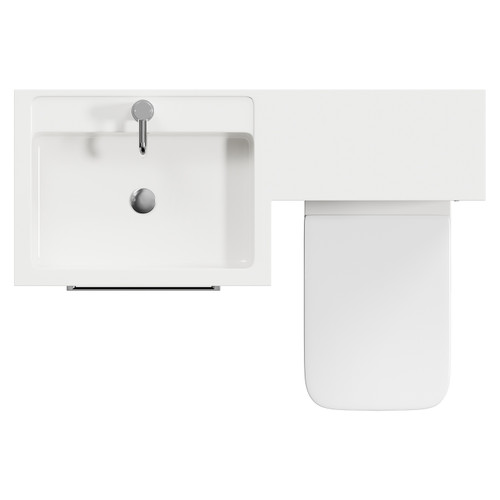Napoli Combination Matt Black 1100mm Vanity Unit Toilet Suite with Left Hand L Shaped 1 Tap Hole Basin and 2 Drawers with Chrome Handles View from Top
