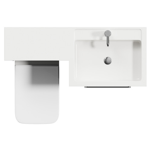 Napoli Combination Matt Black 1100mm Vanity Unit Toilet Suite with Right Hand L Shaped 1 Tap Hole Basin and 2 Drawers with Chrome Handles View from Top