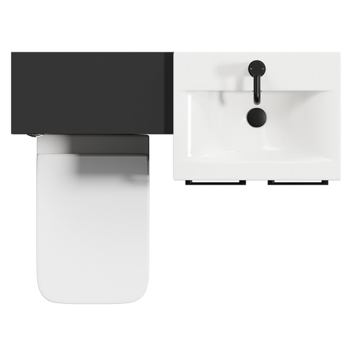 Napoli Matt Black 1000mm Vanity Unit Toilet Suite with 1 Tap Hole Basin and 2 Doors with Matt Black Handles View from Top