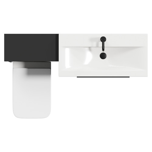Napoli Matt Black 1300mm Vanity Unit Toilet Suite with 1 Tap Hole Basin and 2 Drawers with Matt Black Handles View from Top