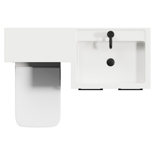 Napoli Combination Matt Black 1100mm Vanity Unit Toilet Suite with Right Hand L Shaped 1 Tap Hole Basin and 2 Doors with Matt Black Handles View from Top