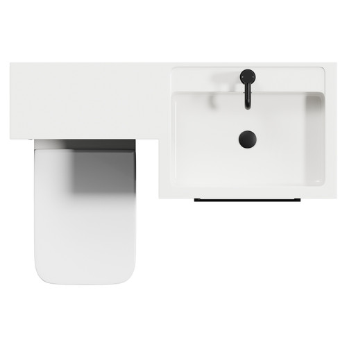 Napoli Combination Matt Black 1100mm Vanity Unit Toilet Suite with Right Hand L Shaped 1 Tap Hole Basin and 2 Drawers with Matt Black Handles View from Top