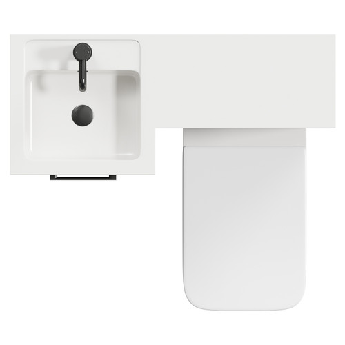Napoli Combination Matt Black 900mm Vanity Unit Toilet Suite with Left Hand L Shaped 1 Tap Hole Basin and Single Door with Gunmetal Grey Handle View from Top
