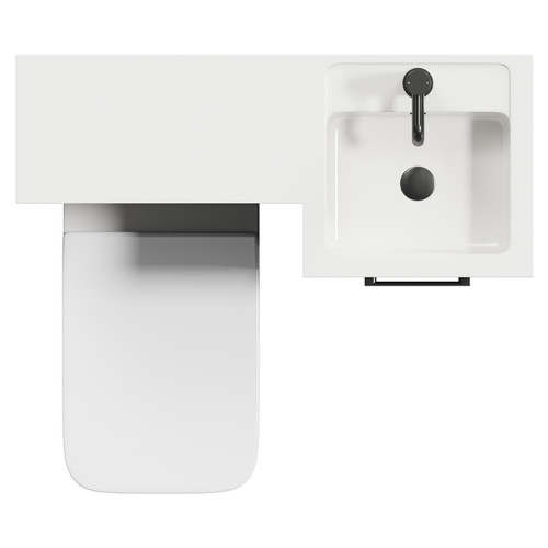 Napoli Combination Matt Black 900mm Vanity Unit Toilet Suite with Right Hand L Shaped 1 Tap Hole Basin and Single Door with Gunmetal Grey Handle View from Top