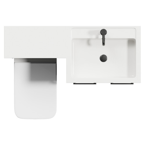 Napoli Combination Matt Black 1100mm Vanity Unit Toilet Suite with Right Hand L Shaped 1 Tap Hole Basin and 2 Doors with Gunmetal Grey Handles View from Top