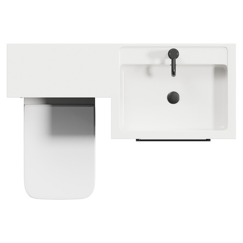 Napoli Combination Matt Black 1100mm Vanity Unit Toilet Suite with Right Hand L Shaped 1 Tap Hole Basin and 2 Drawers with Gunmetal Grey Handles View from Top