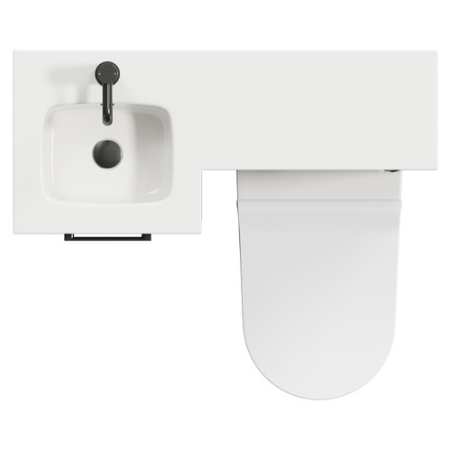 Napoli Combination Matt Black 900mm Vanity Unit Toilet Suite with Left Hand L Shaped 1 Tap Hole Round Basin and Single Door with Gunmetal Grey Handle View from Top
