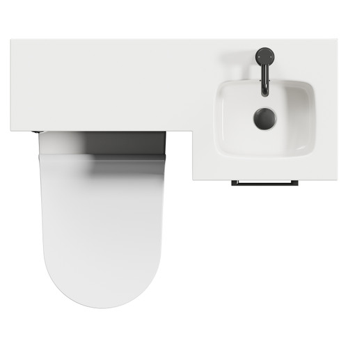 Napoli Combination Matt Black 900mm Vanity Unit Toilet Suite with Right Hand L Shaped 1 Tap Hole Round Basin and Single Door with Gunmetal Grey Handle View from Top