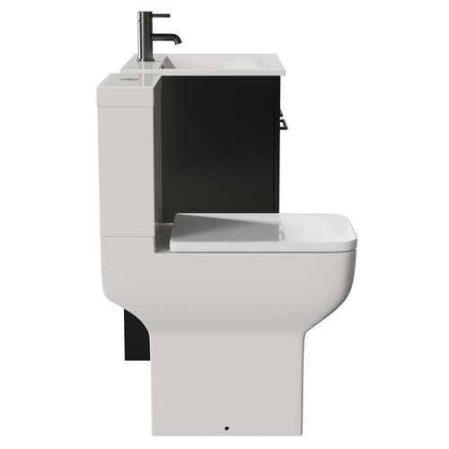 Napoli Matt Black 600mm Vanity Unit and Toilet Suite including Tacoma Comfort Height Toilet and Floor Standing Vanity Unit with 2 Doors and Gunmetal Grey Handles
 View from Side