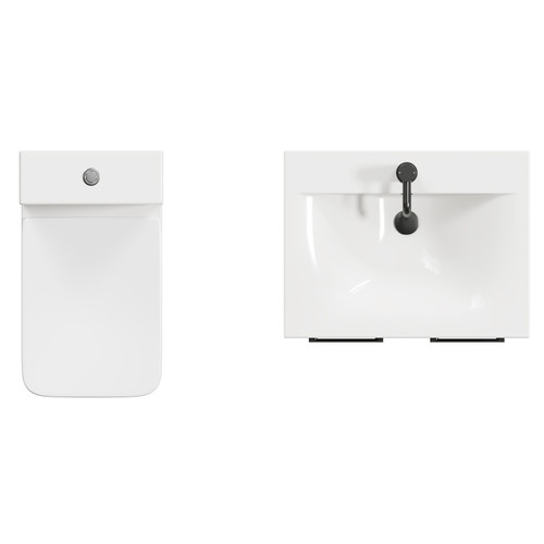 Napoli Matt Black 600mm Vanity Unit and Toilet Suite including Tacoma Comfort Height Toilet and Floor Standing Vanity Unit with 2 Doors and Gunmetal Grey Handles
 View from Top