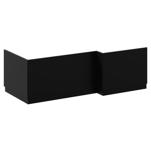 Napoli Matt Black MDF 1700mm L Shaped Front and End Bath Panel Set Left Hand View