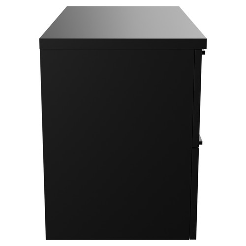 Napoli 390 Matt Black 800mm Wall Mounted Vanity Unit for Countertop Basins with 2 Drawers and Matt Black Handles View from Side