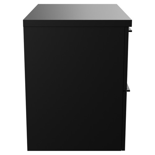 Napoli 390 Matt Black 600mm Wall Mounted Vanity Unit for Countertop Basins with 2 Drawers and Matt Black Handles View from Side