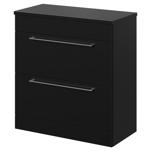 Napoli 390 Matt Black 800mm Floor Standing Vanity Unit for Countertop Basins with 2 Drawers and Chrome Handles Right Hand View