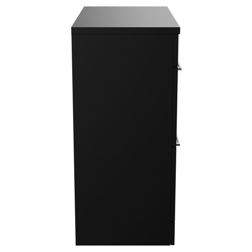 Napoli 390 Matt Black 800mm Floor Standing Vanity Unit for Countertop Basins with 2 Drawers and Chrome Handles View from Side